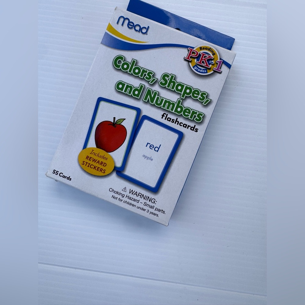 Mead Colors, Shapes & Numbers Flashcards PK–1 with Reward Stickers – 55 Cards